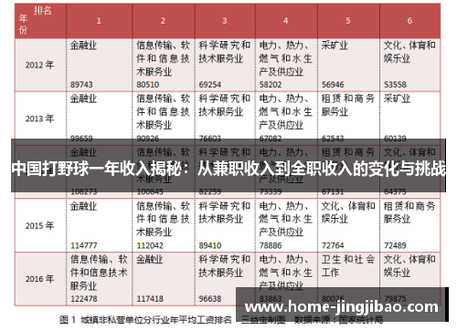 中国打野球一年收入揭秘：从兼职收入到全职收入的变化与挑战